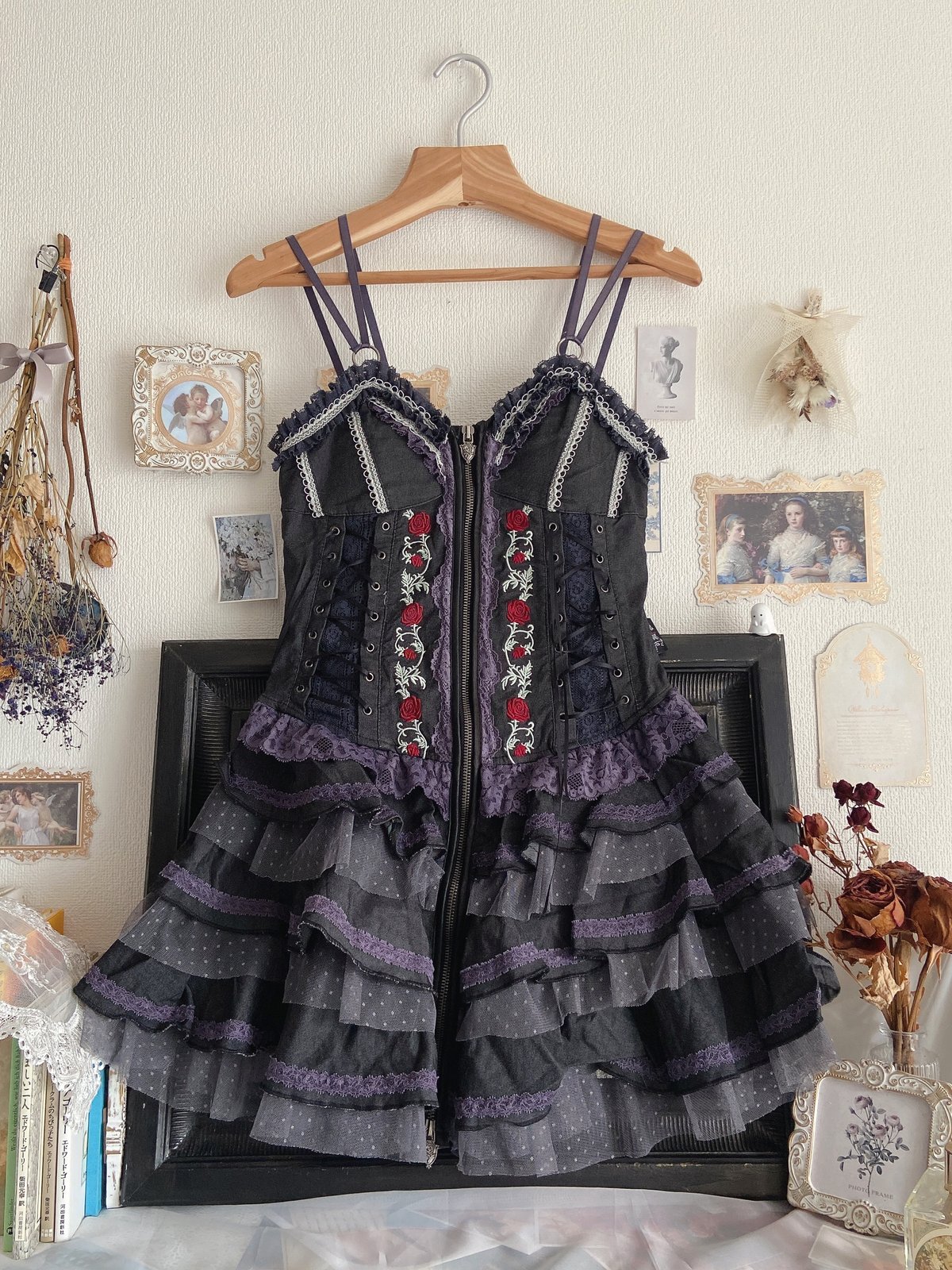 OZZ ANGELO 薔薇刺繍ジャンパースカート | anonymous