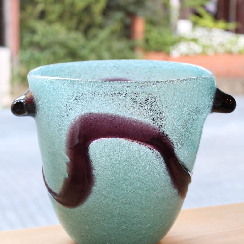 沖縄 琉球ガラス工房 虹 稲嶺盛吉氏 泡 ワインクーラー≪送料無料