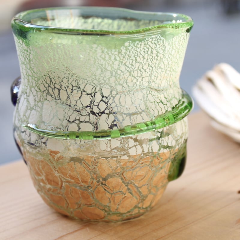 19世紀ドームナンシー異色ガラス溶込酸化腐食彫花瓶東さ7-0130☆2F