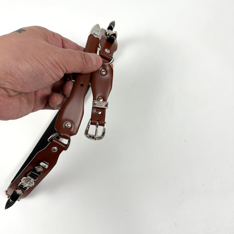 TOGA TOO / METAL LEATHER NARROW BELT | glitter