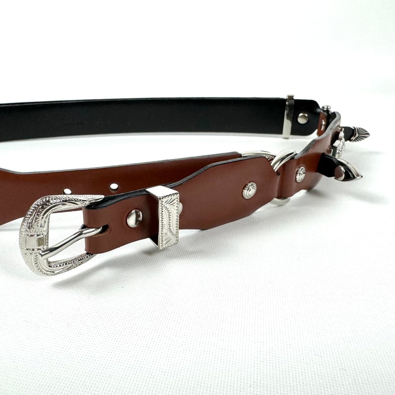TOGA TOO / METAL LEATHER NARROW BELT | glitter