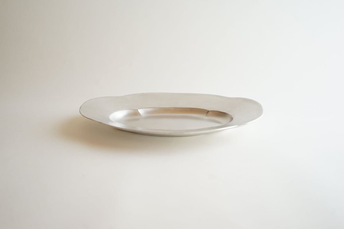 安藤雅信】黒銀彩四弁オーバル輪花皿M | ギャルリ百草 online store