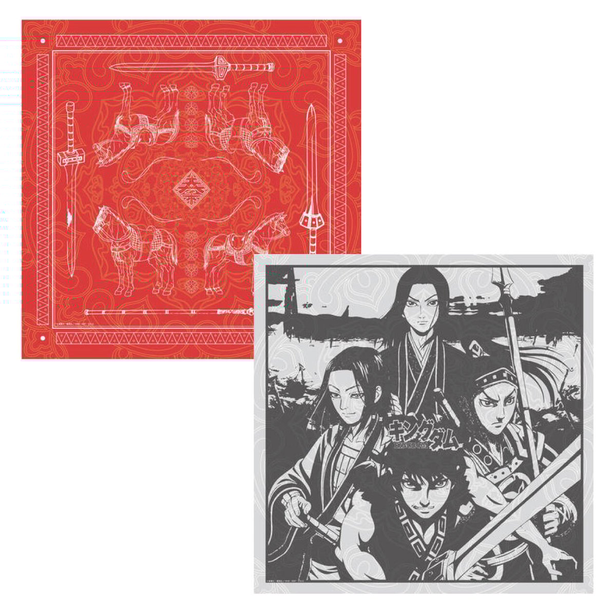 45cm角：【MCB451706】キングダム 「嬴政 信 王賁 蒙恬」（メガネ拭き