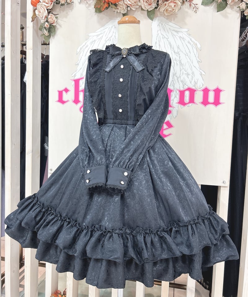 Pina sweetcollection／ローズジャガードワンピース（BK×BK） | cho