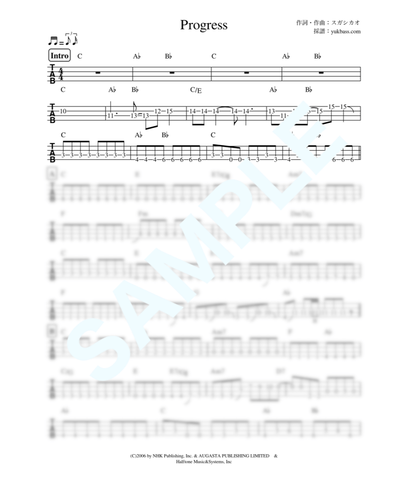 Progress / kokua【ベース・タブ譜】 | Bass Score