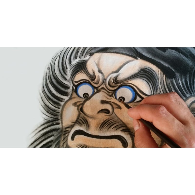 いわき絵のぼり 鬼叱之鍾馗 室内幟壁掛け（H200×W90cm 棒102㎝）厄除け