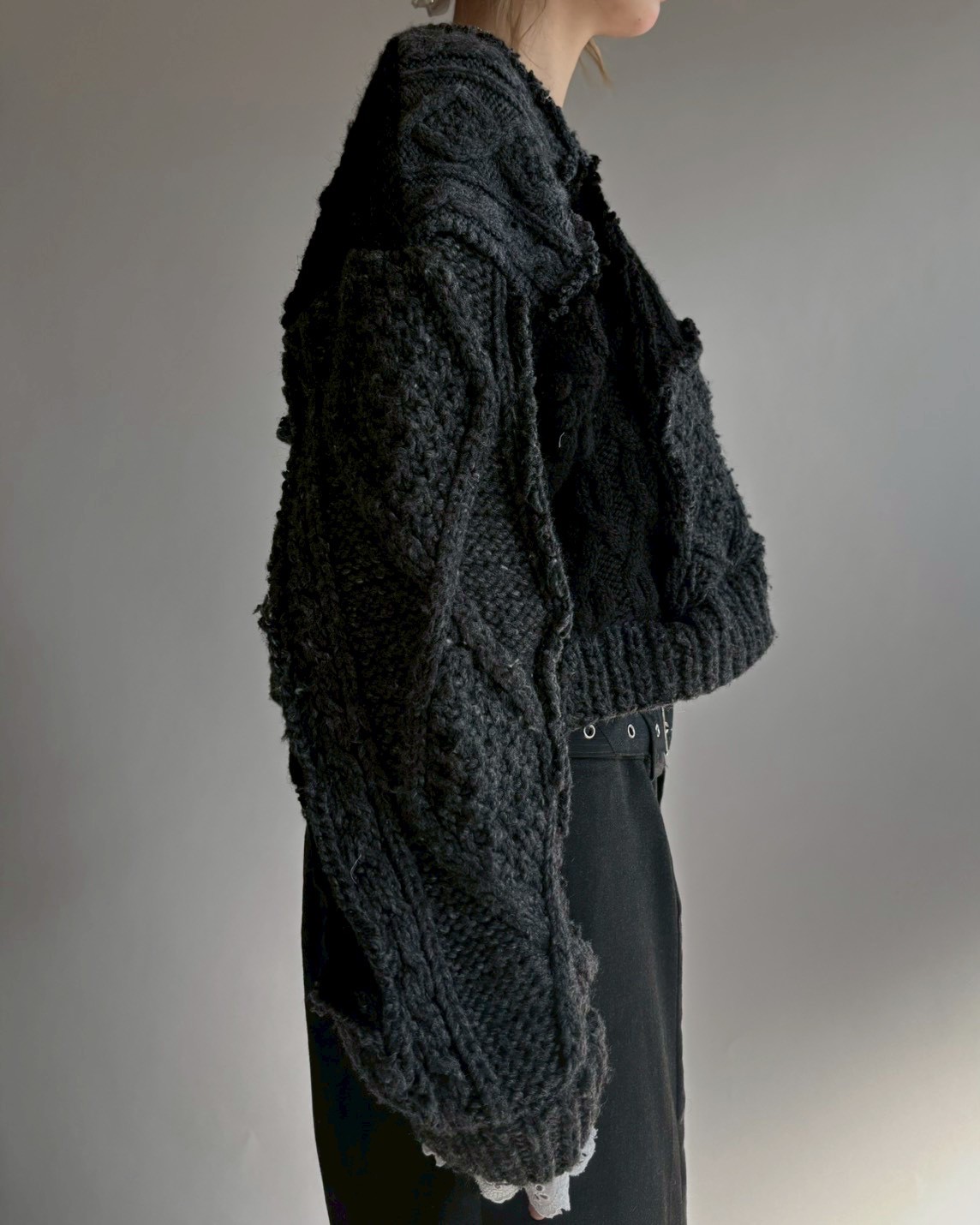 RE;CIRCLE】 RE Aran Knit Patchwork Lace Collar