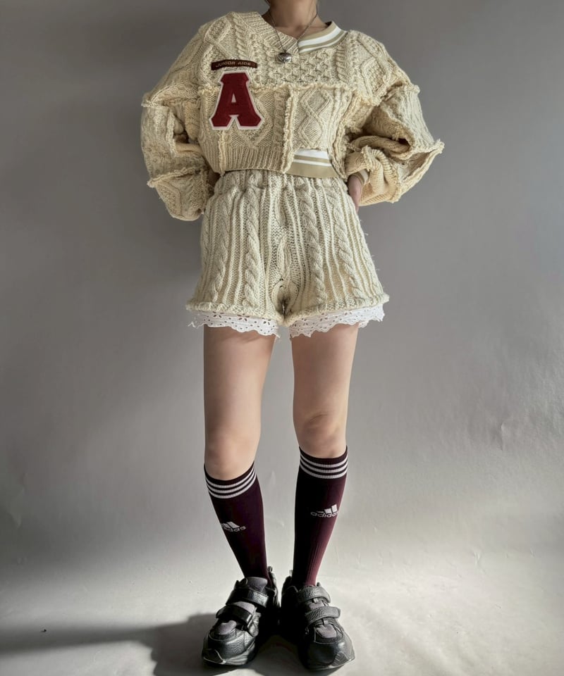 RE;CIRCLE】 RE Aran Knit Wappen Patchwork Pullo