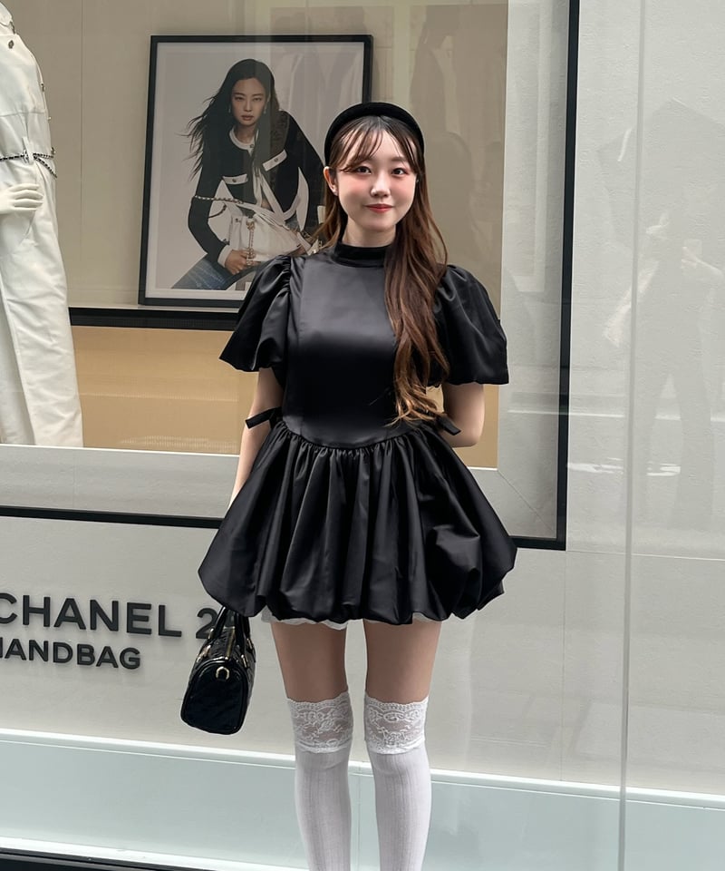 treat ürself サテンバルーンペプラムミニワンピース トリート