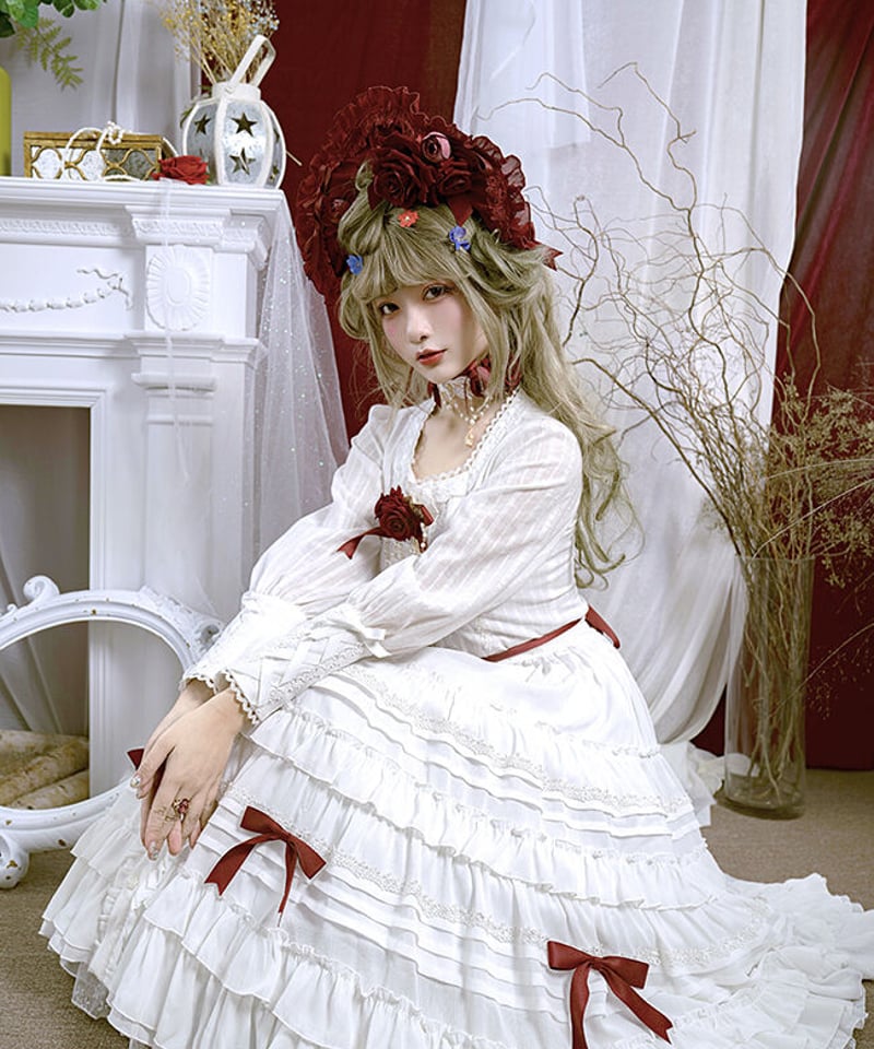 薔薇少女 クラシックロリィタ ホワイト長袖ブラウス [LO195] | Roses