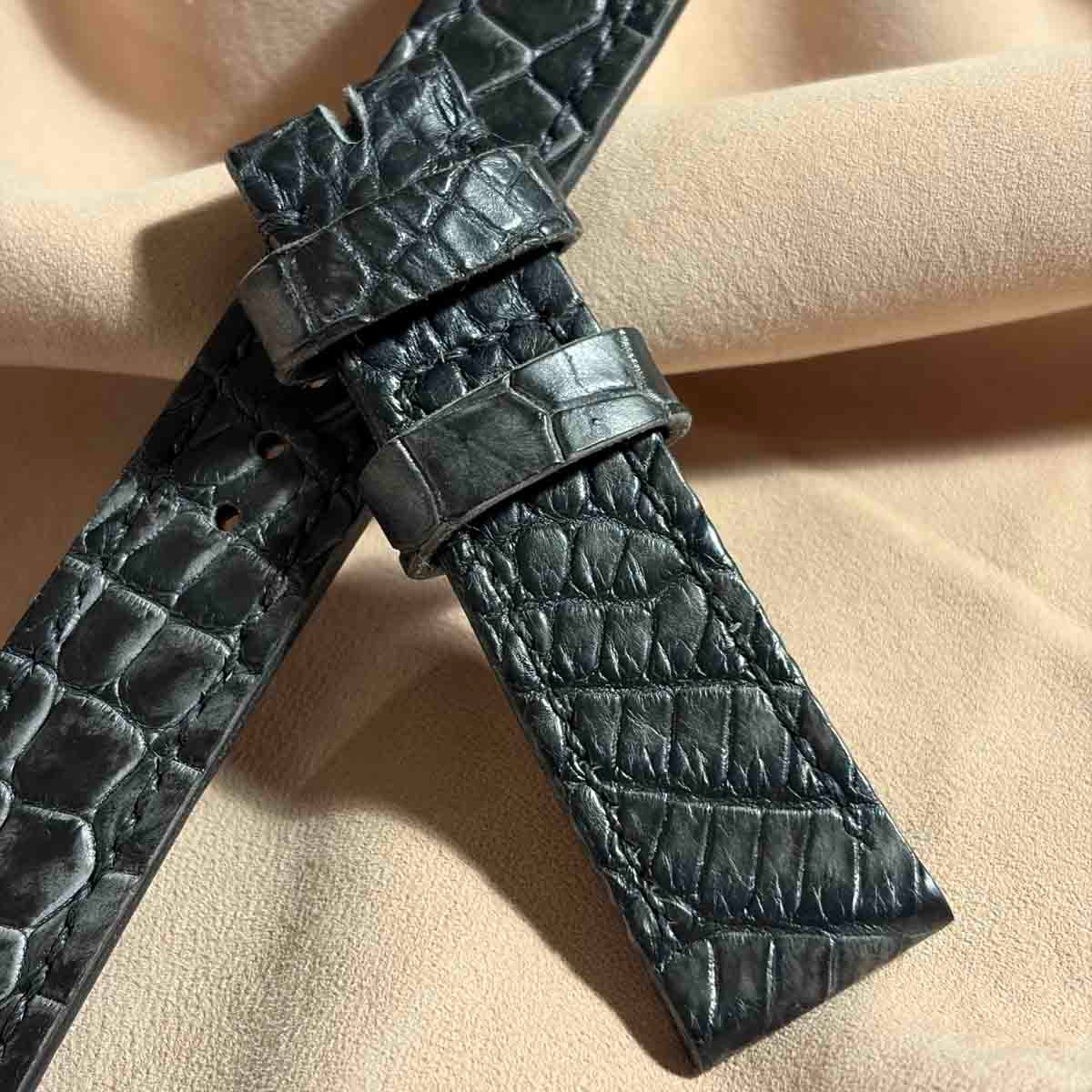 exh-52 ブライドルブラック クロコダイル 腕時計ベルト ラグ幅20mm exh