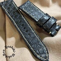 cro-2024 クロコダイル 腕時計ベルト ブラック (ラグ幅20 mm