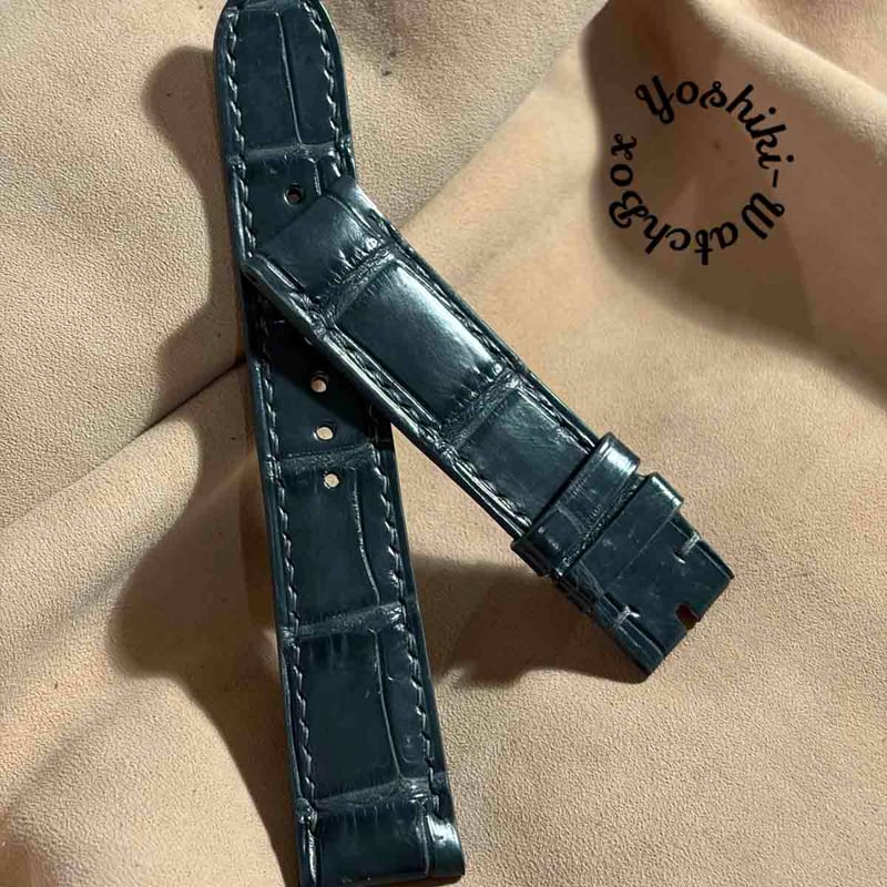 cro-1973 クロコダイル 腕時計ベルト オリーブ ラグ幅24mm cro-2009
