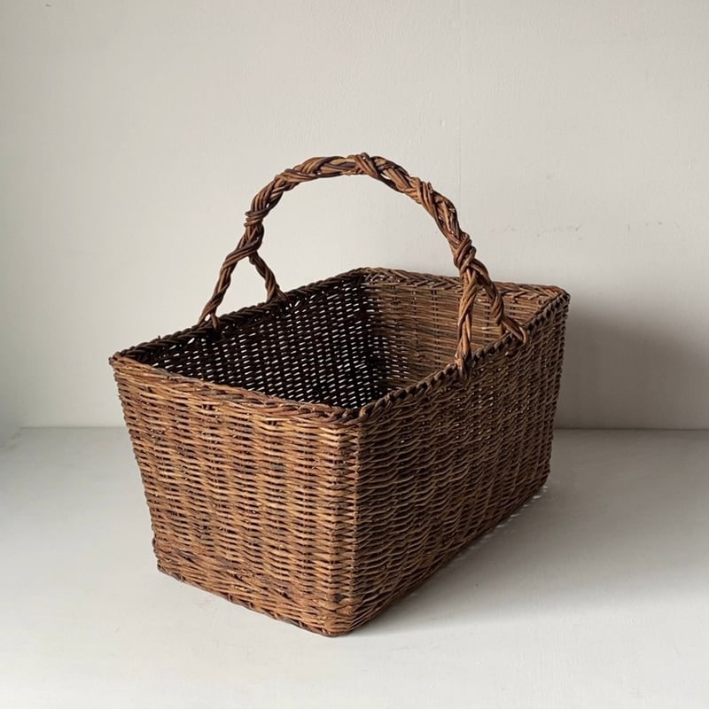 古いアケビの市場籠 made in 青森 日本製 ワンハンドルバスケット