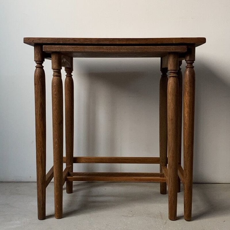 アンティーク ネストテーブル 2台入れ子机 木製無垢 ヴィンテージ 家具