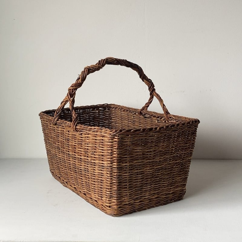 古いアケビの市場籠 made in 青森 日本製 ワンハンドルバスケット