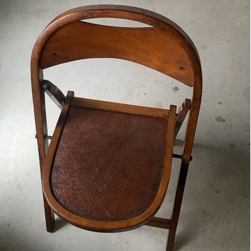 A ヴィンテージ 木製 折り畳み椅子 フォールディングチェア 昭和期