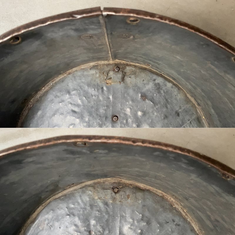 古い銅とブリキの大タライ 双耳付き スペシャルエイジング 鉢カバー
