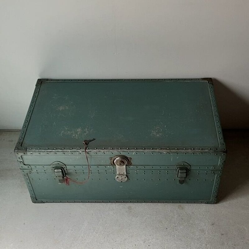 古い船トランク (カギ有り)大型ヴィンテージトランク 幅約80cm 実用品