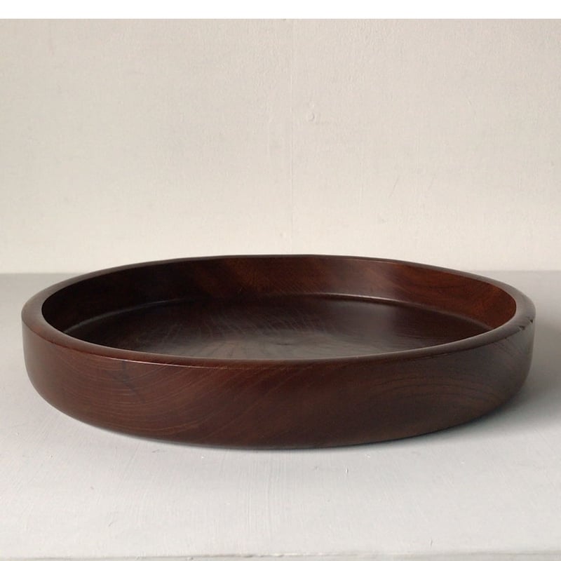 欅 くり抜き盆 木製トレー 33.6cm お盆 木工品 肉厚 素地 工芸品 民