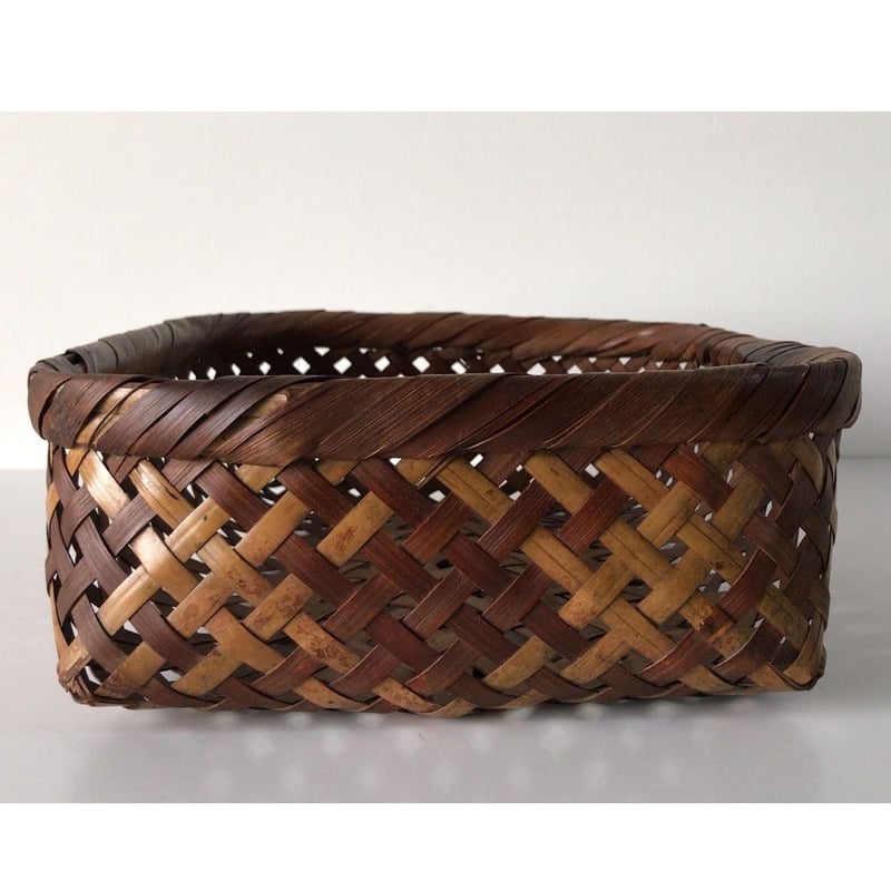 アンティーク 竹かご 頑丈な民藝籠 伝統工芸 手仕事 万能籠 古道具