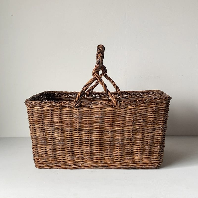 古いアケビの市場籠 made in 青森 日本製 ワンハンドルバスケット