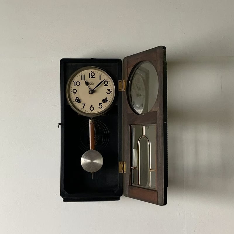 佐藤時計 地球鶏印 1950年前後 ヴィンテージクロック 柱時計 壁掛け