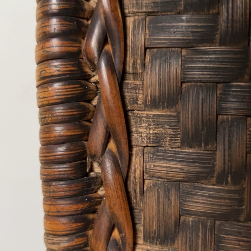 世界の民藝 フィリピン イフガオ族の古い角型の民藝笊(53cm) 平籠