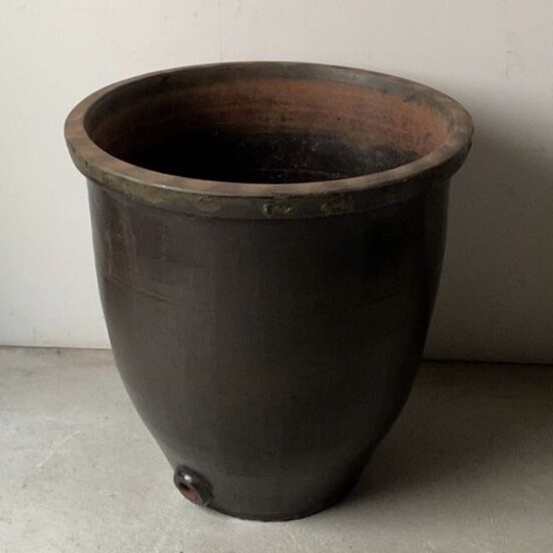 古い特大甕 民藝甕 (高さ約51cm幅約49cm) メダカ鉢 金魚鉢 睡蓮鉢