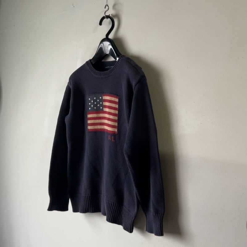 RALPH LAUREN ラルフローレン 星条旗 コットンセーター RLロゴ有り
