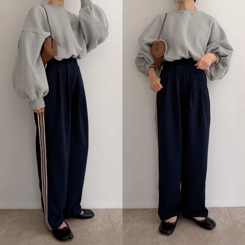 AMIE original》ウエストtuck入りサイドラインジャージpants / navy
