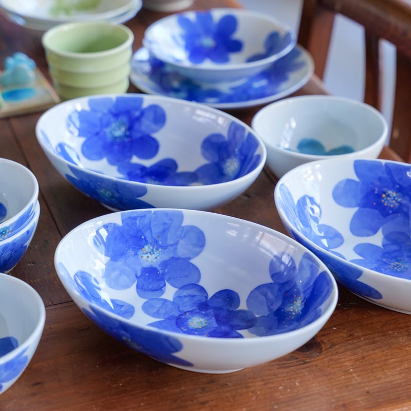 P.S.ブルー /楕円深皿 | 砥部焼｜東窯 HIGASHIGAMA 公式オンラインストア