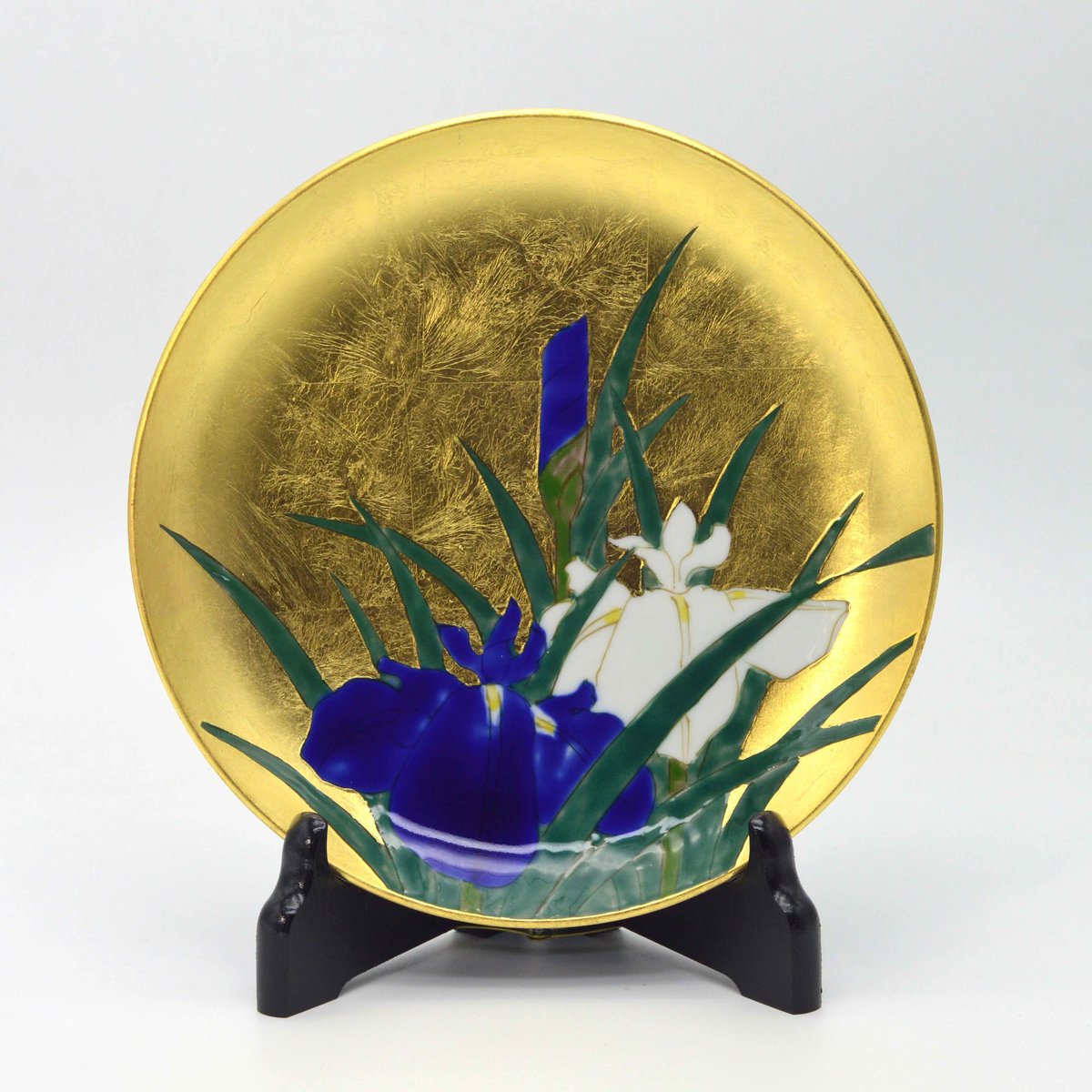 金箔押しあやめ文 額皿19cm(有田焼) | 古川陶磁器ストア