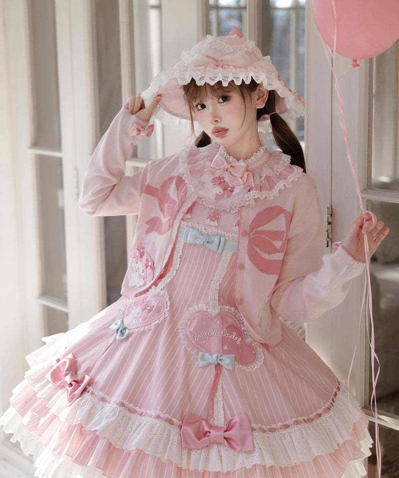 マイメロコラボ」マイメロハートジャンパースカート 【3/7まで】送料