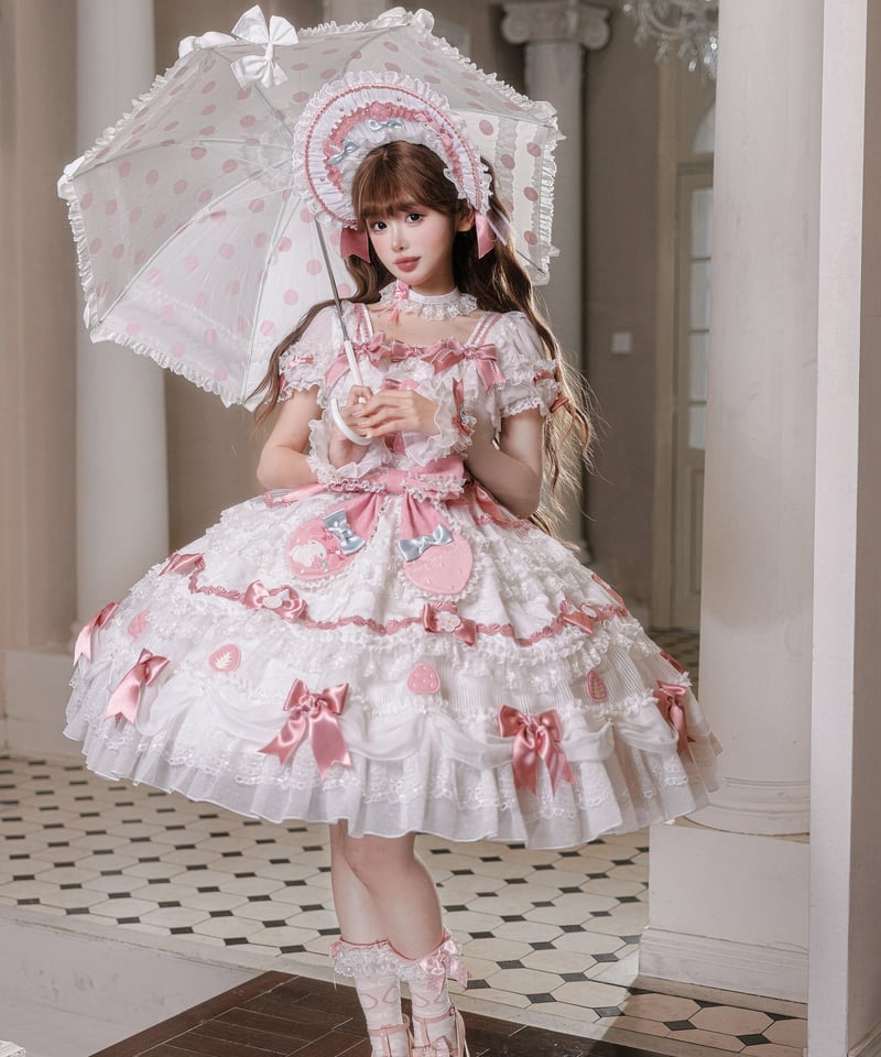 マイメロコラボ」ドレス＆ボンネットセット 【3/7まで】送料無料