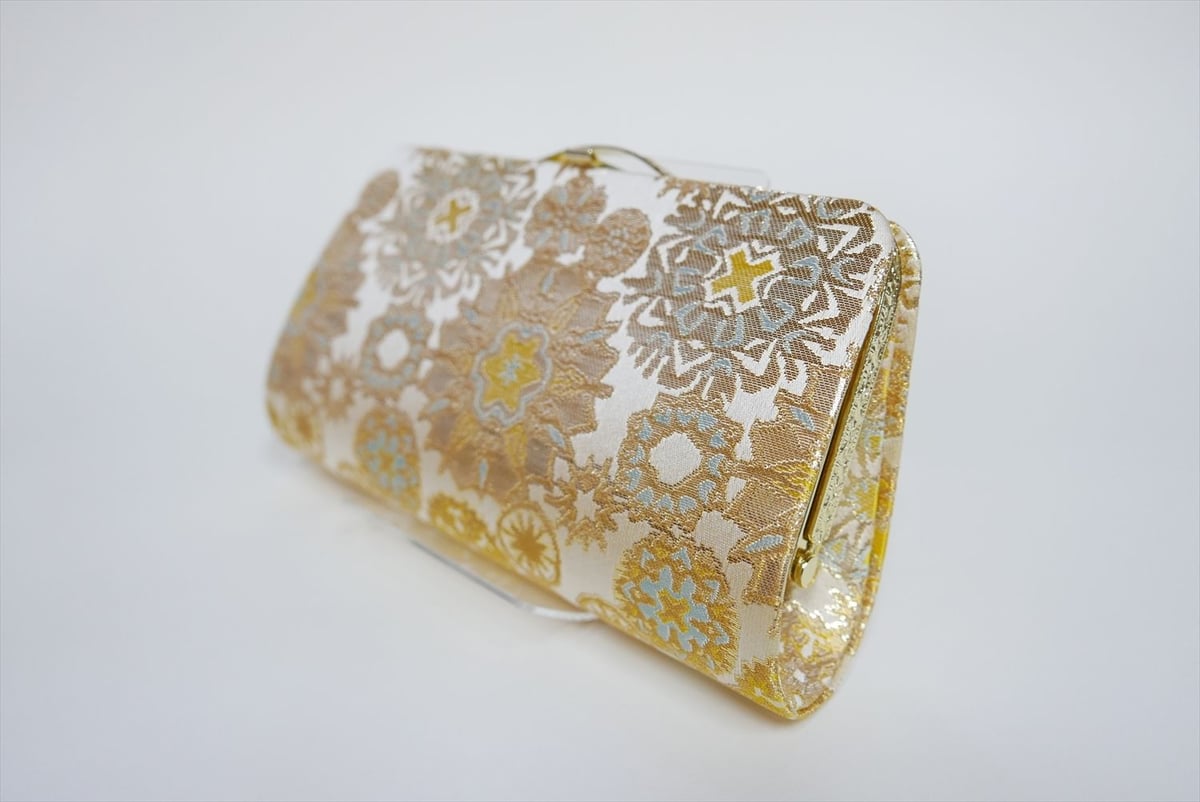 全正絹 西陣織 金襴 雪輪紋様 クラッチバッグE | 西陣岡本