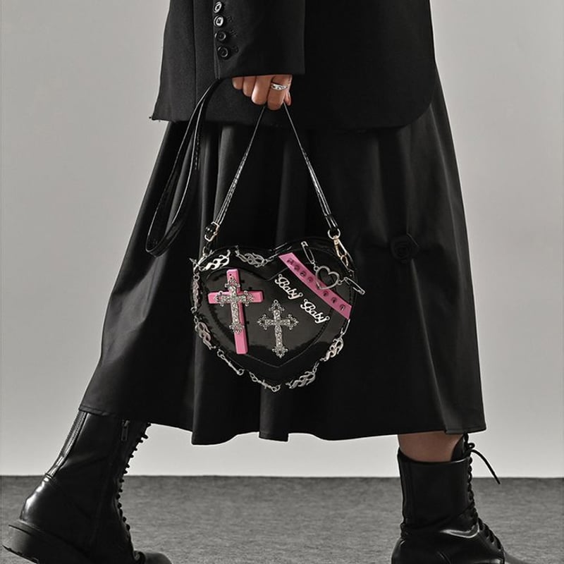 ハート形バッグ Y2K ショルダーバッグ ミニバッグ ハート型 クロス