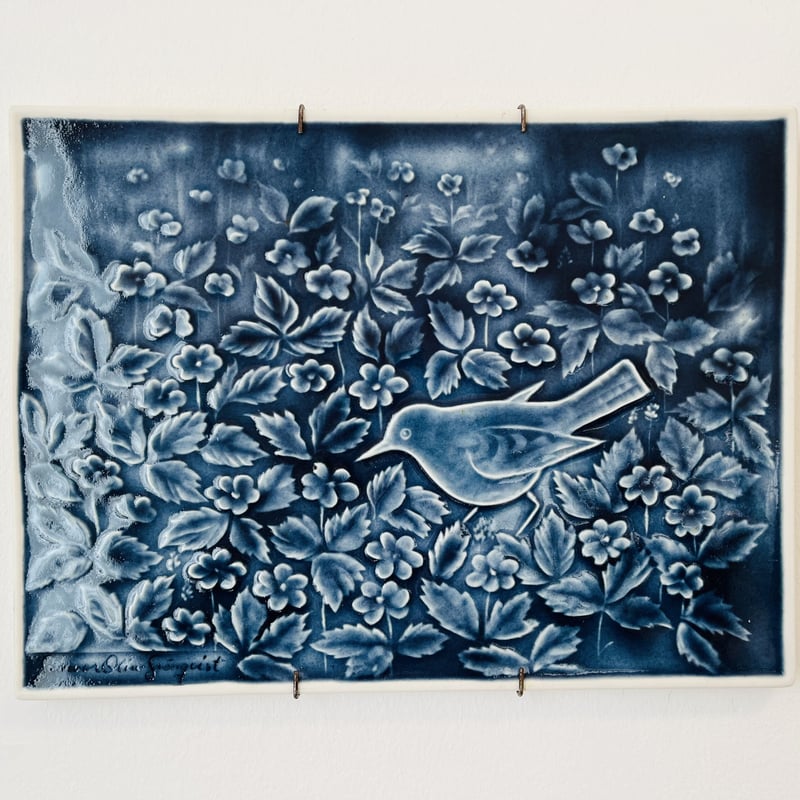 Gunvor Olin-Gronqvist】青い鳥の陶板《Arabia 》 | sugallery