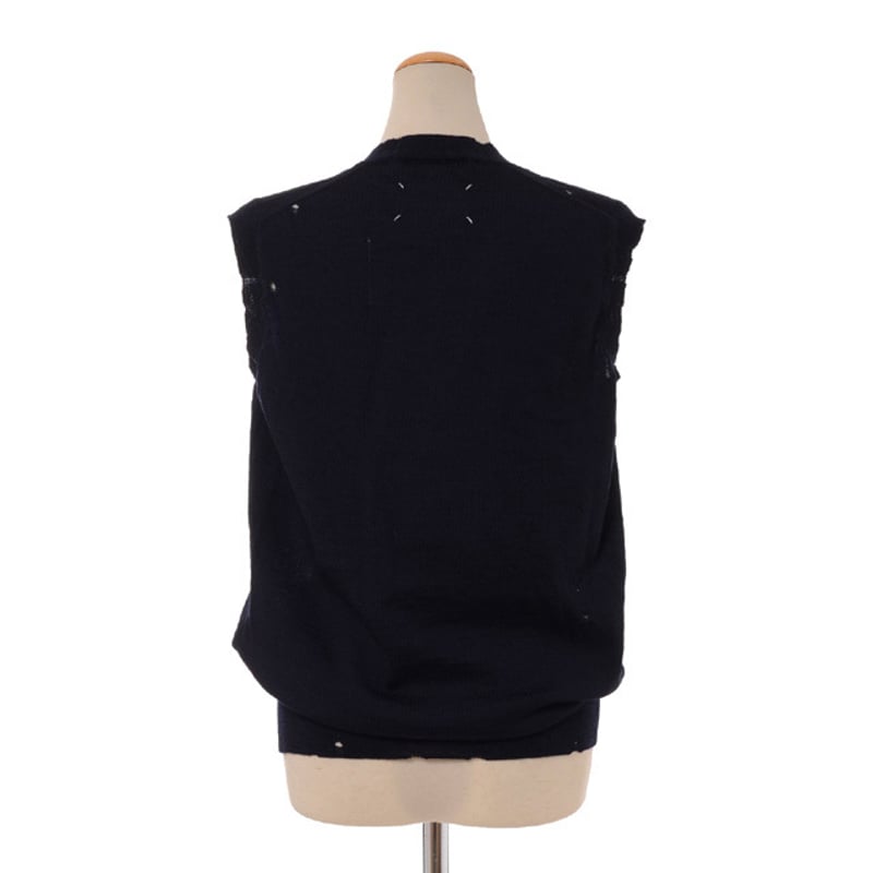 メゾン マルジェラ Maison Margiela Vネックベスト ウール ネイビー