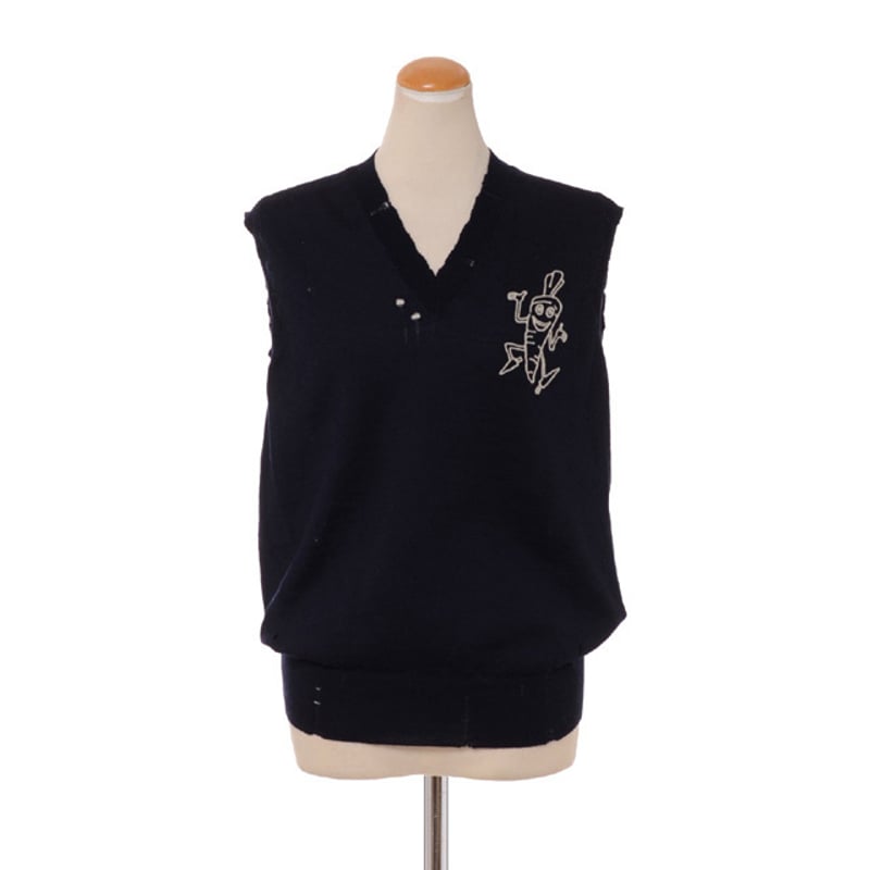 メゾン マルジェラ Maison Margiela Vネックベスト ウール ネイビー