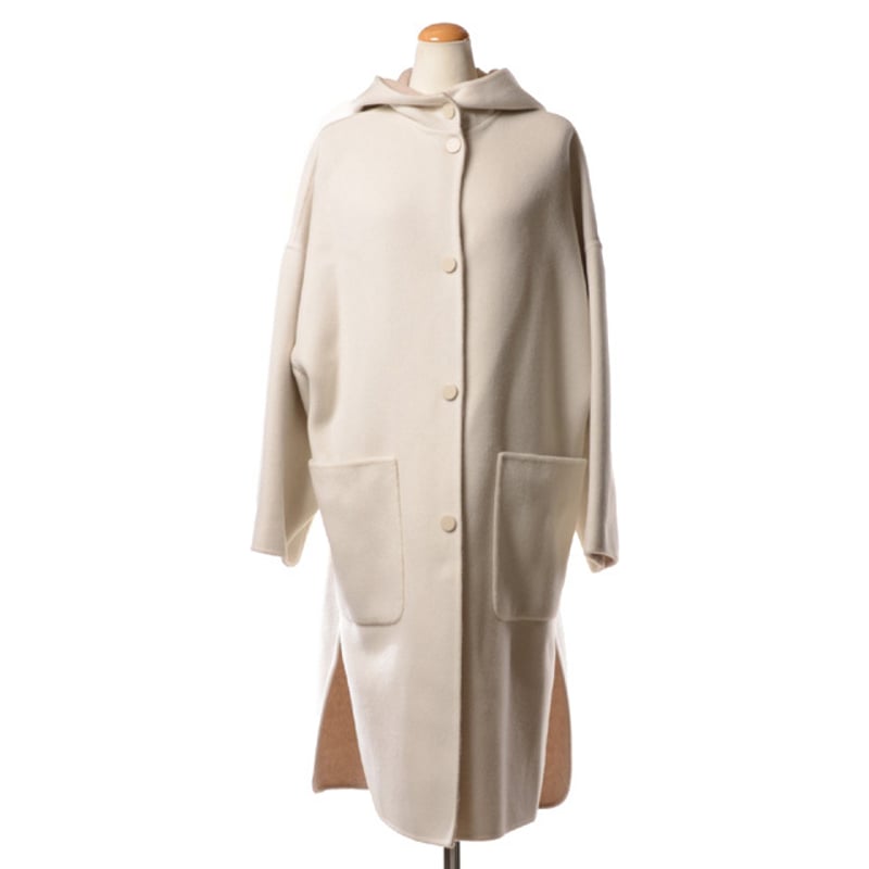 アニオナ AGNONA フード付きロングコート カシミア一枚仕立て