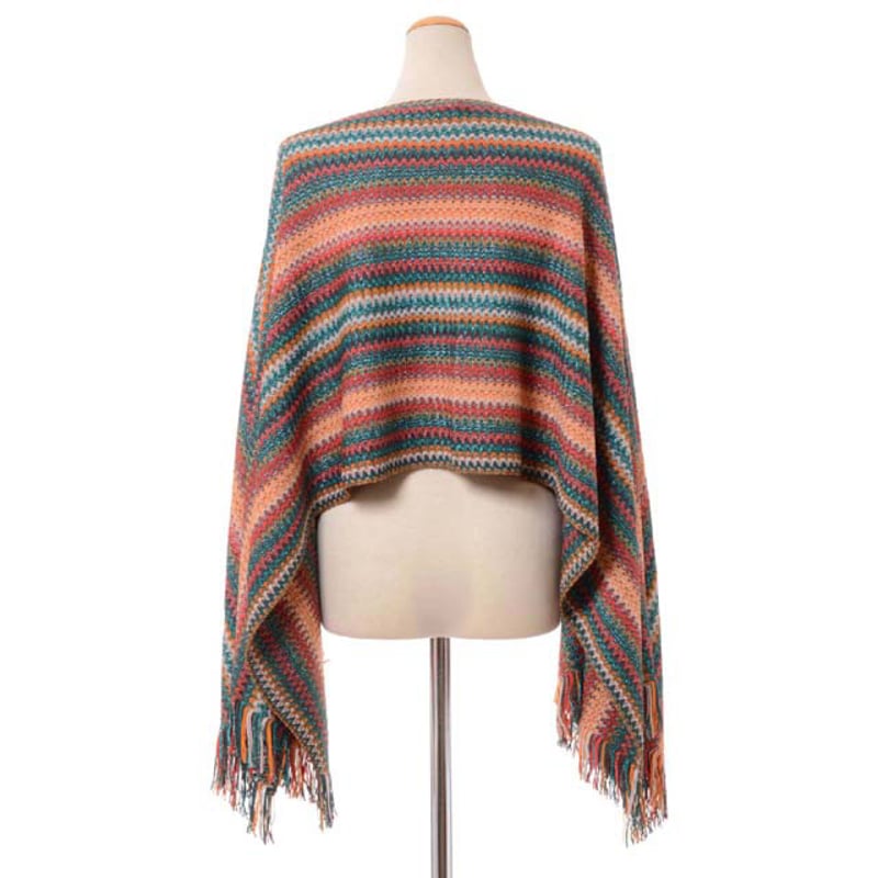 ミッソーニ Missoni ニットポンチョ 羊毛ラメミックス オレンジ