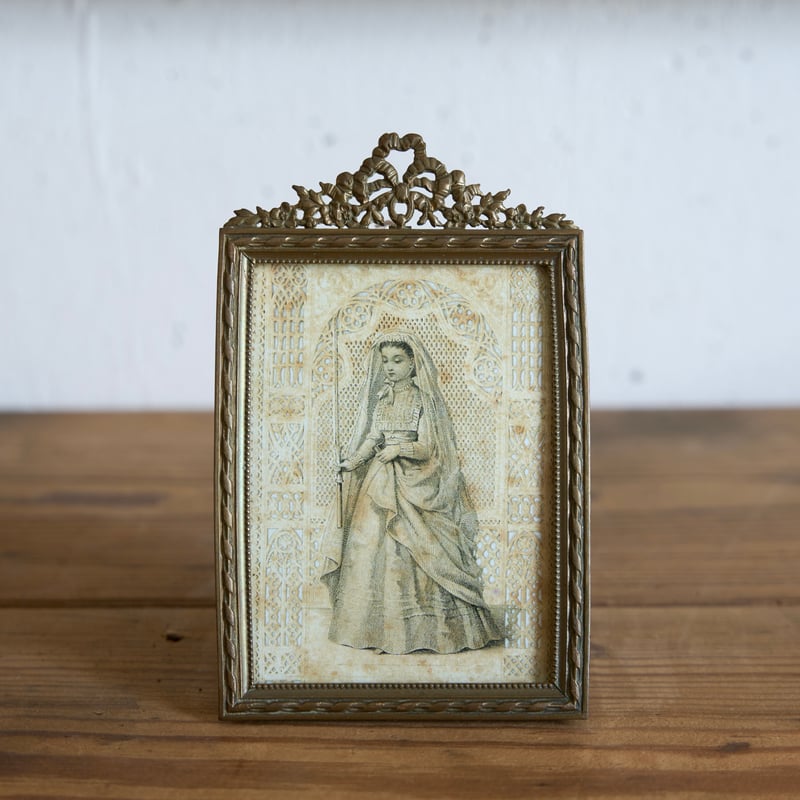 フランスアンティーク フォトフレーム リボン装飾 額 スライド | Clair