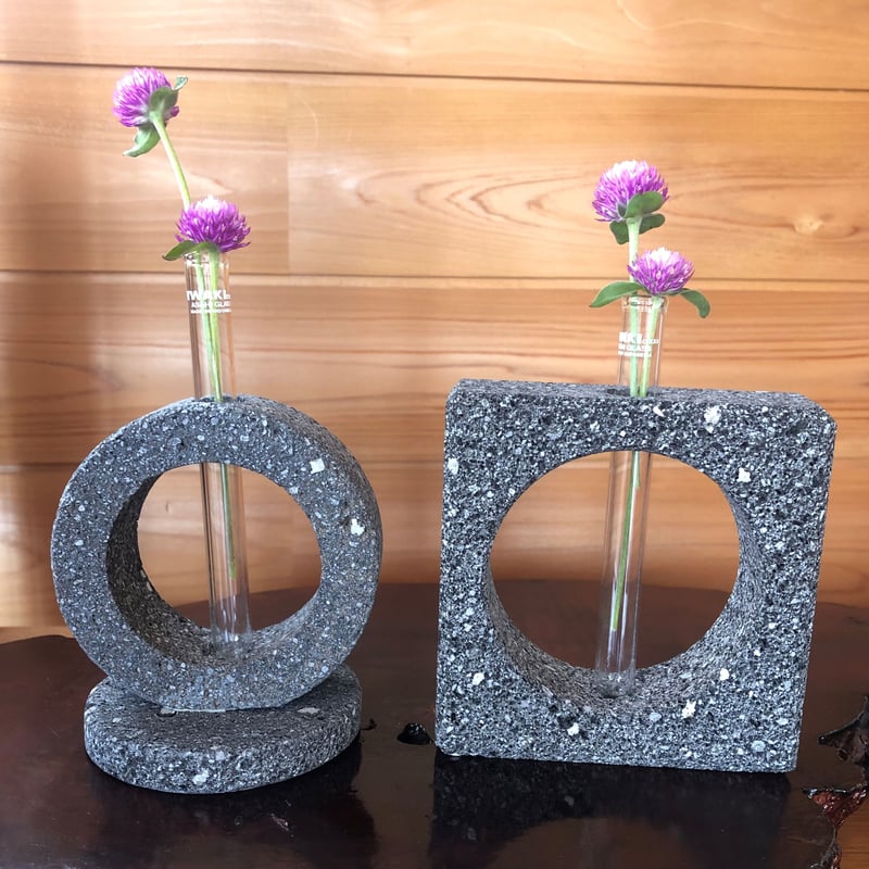 溶岩石デザイン一輪挿し角花 花瓶 おしゃれ インテリア 溶岩 ガラス管