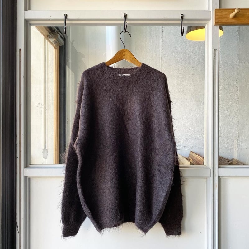 AURALEE BRUSHED SUPER KID MOHAIR KNIT P/O | L