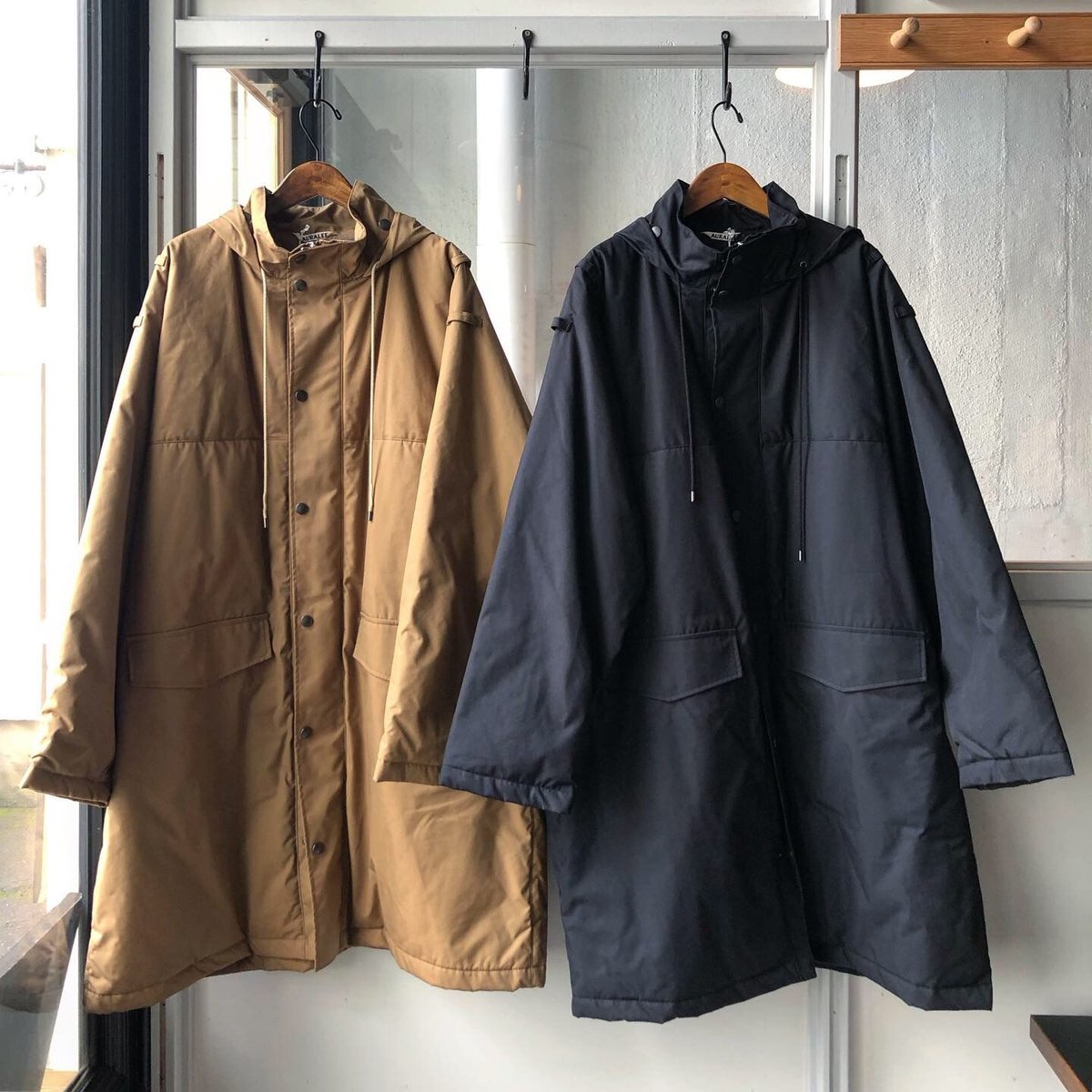 AURALEE FINX NYLON OX BATTING HOODED COAT (Men