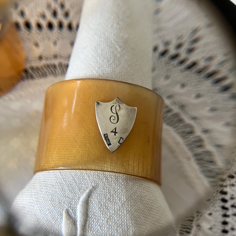 ○o-159/ 4個セット♪ホーン＋シルバー製 ナプキンリング | PISKEY