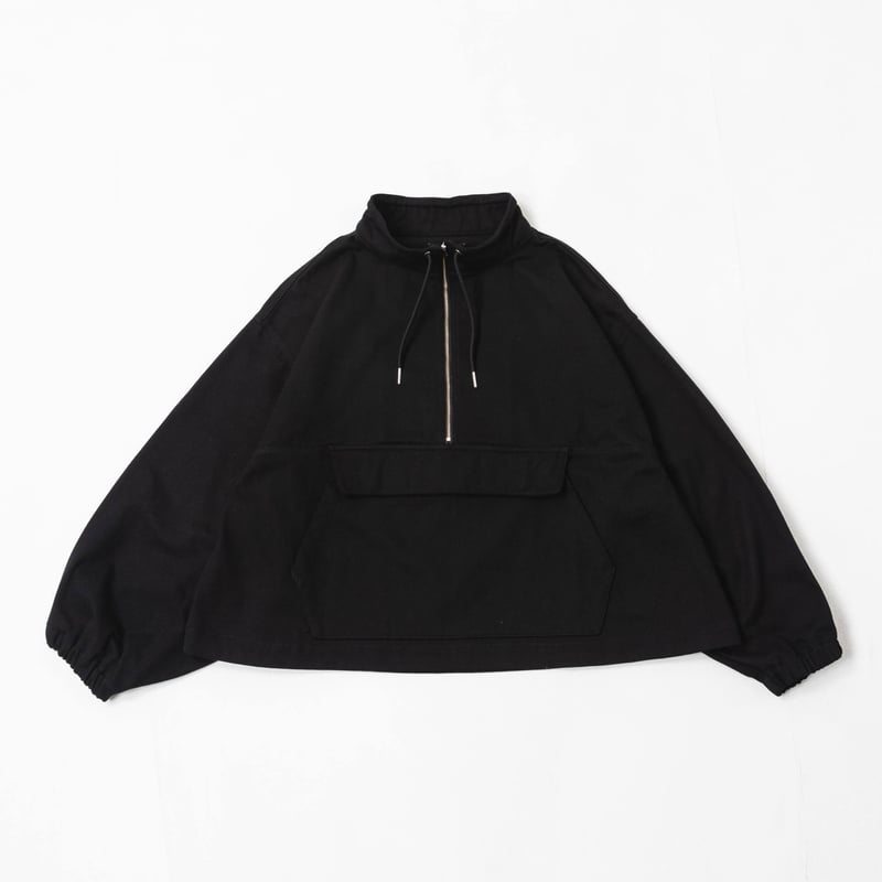 Half Zip Twill Pull over-ブラック | harapeco Store