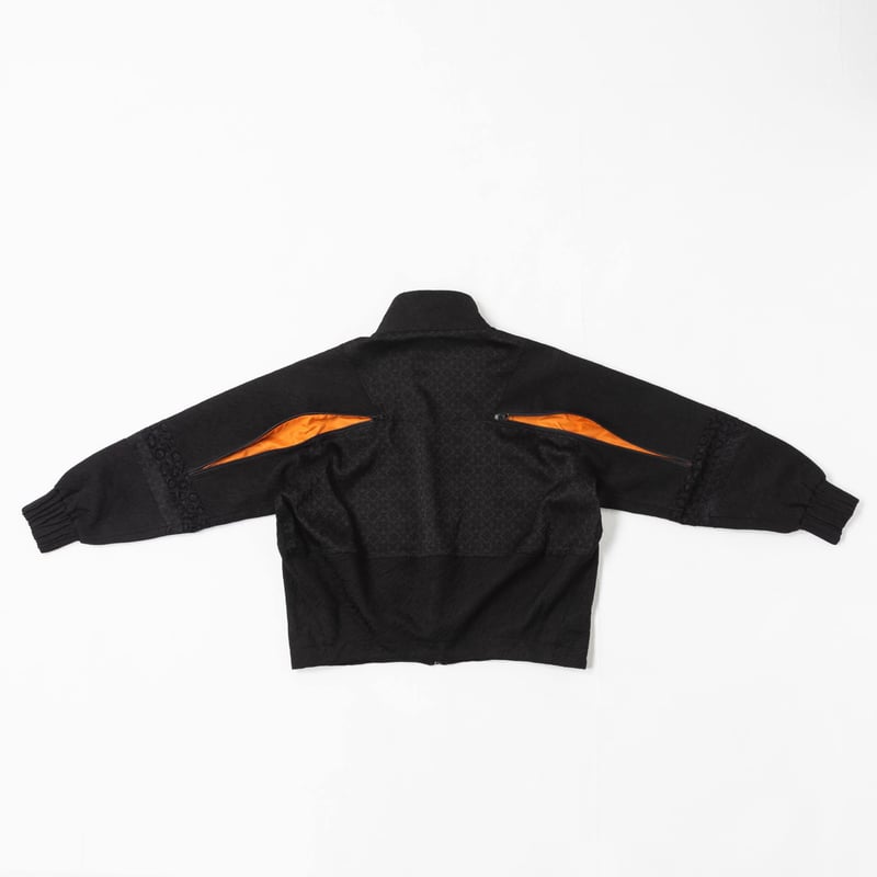 e]Zip Line Jacquard Jacket-ブラック×オレンジ | harapec