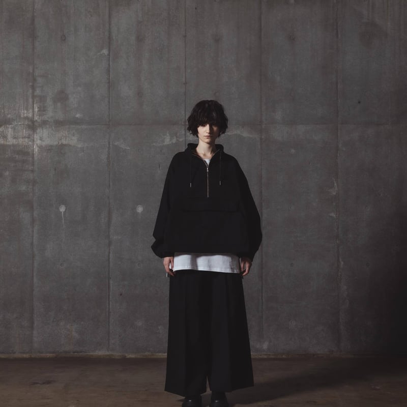 Half Zip Twill Pull over-ブラック | harapeco Store